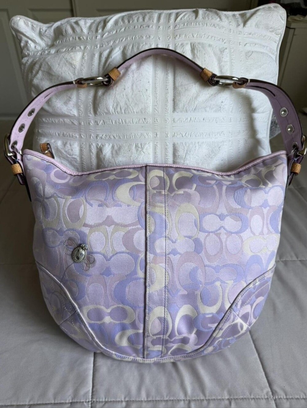 Rare Coach Y2K purpkle/lavender Bumble bee Hobo Shoulder Bag Optic C
